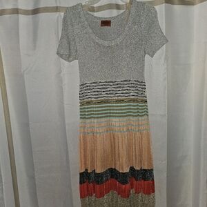 Missoni Metallic and Multicolor Knit Midi Dress